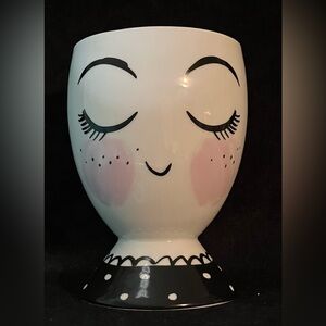 285. Threshold Ceramic Lady Face Planter, Accessory Holder